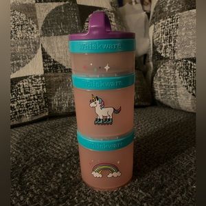 Whiskware Stackable Snack Container—pink with Rainbows and Unicorns